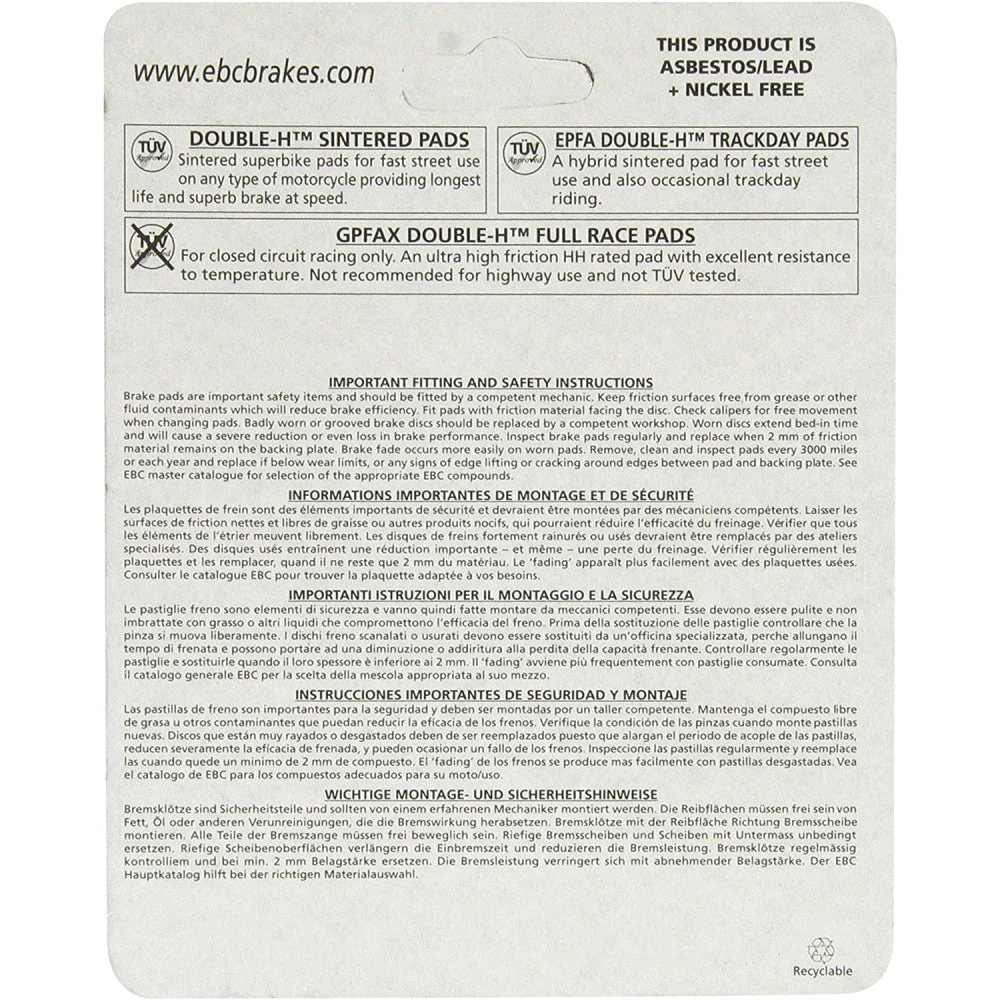 EBC Sintered HH Brake Pads (FA197HH) 5 EBC Sintered HH Brake Pads (FA197HH) - Image 3