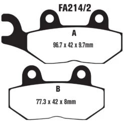 EBC Standard Brake Pads (FA214/2) -Motorcycle Equipment Store FA214 2 EBCBrakePadssizing