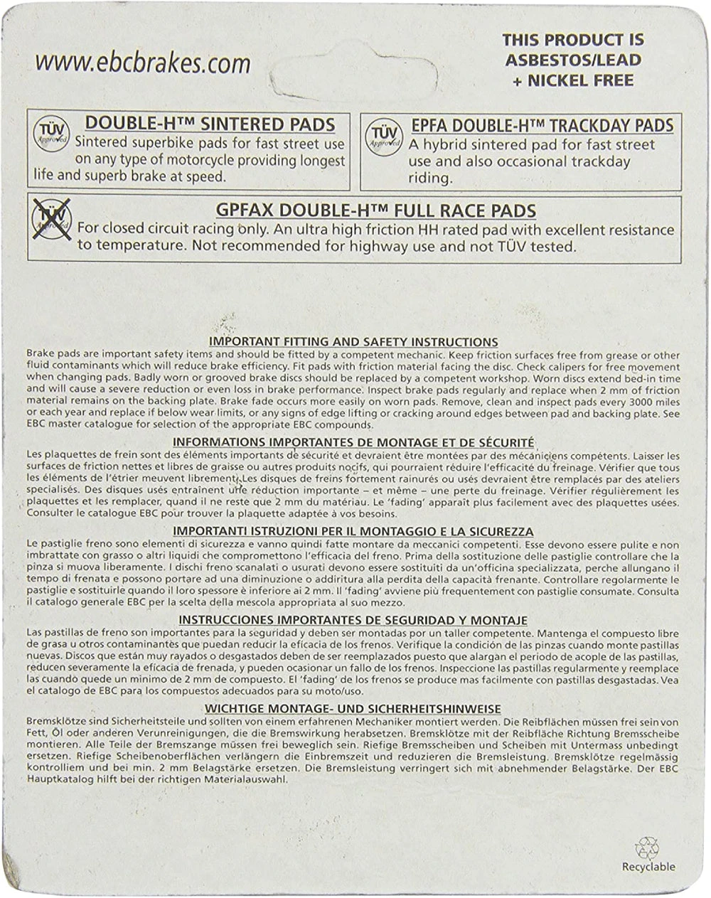 EBC Sintered HH Brake Pads (FA252HH) 5 EBC Sintered HH Brake Pads (FA252HH) - Image 3